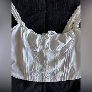 White Lace Trimmed corset Crop Top